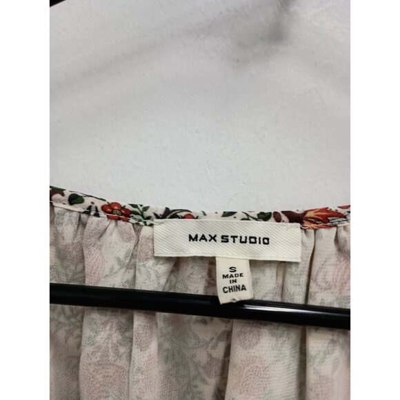 Max Studio Womens BOHO Cottagecore Top Small Floral Ruffle Cold Shoulder - Picture 5 of 11